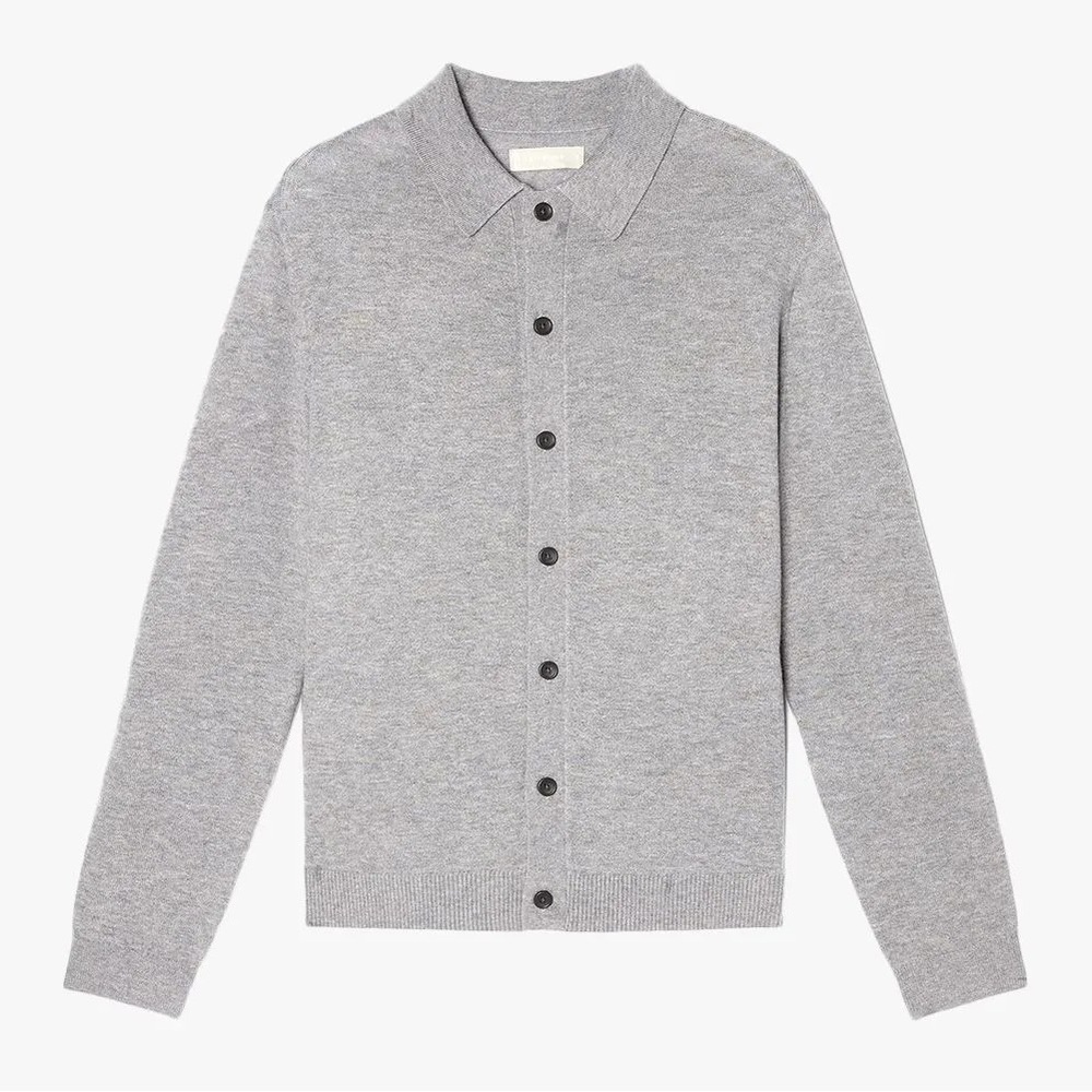 Everlane Sweater Polo Wool Yak Blend Collar Cardigan Size XXL NWT Heather Gray